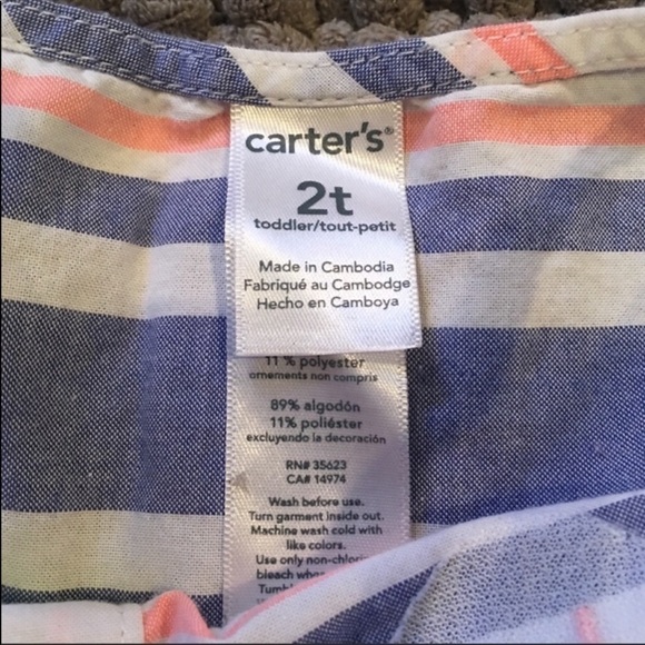 CARTER’S Striped Peplum Tank & Shorts size 2T - Picture 3 of 3